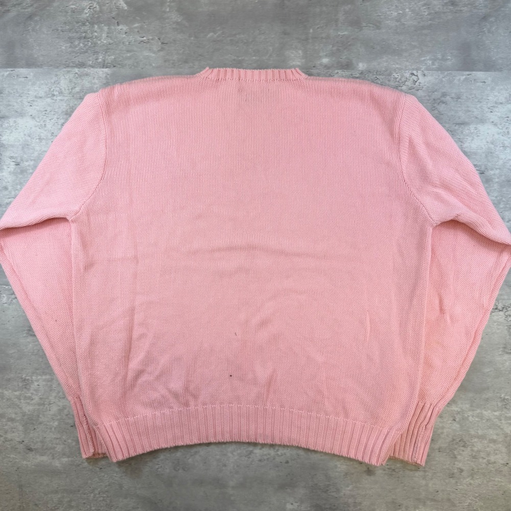 Polo Ralph Lauren Mens XL Pink Cotton Crewneck Knit Sweater Blue Pony Logo - Picture 4 of 7